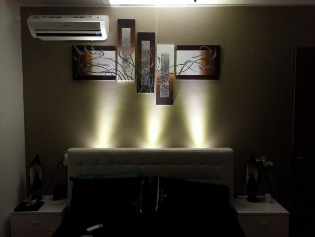 cartongesso dietro letto luci